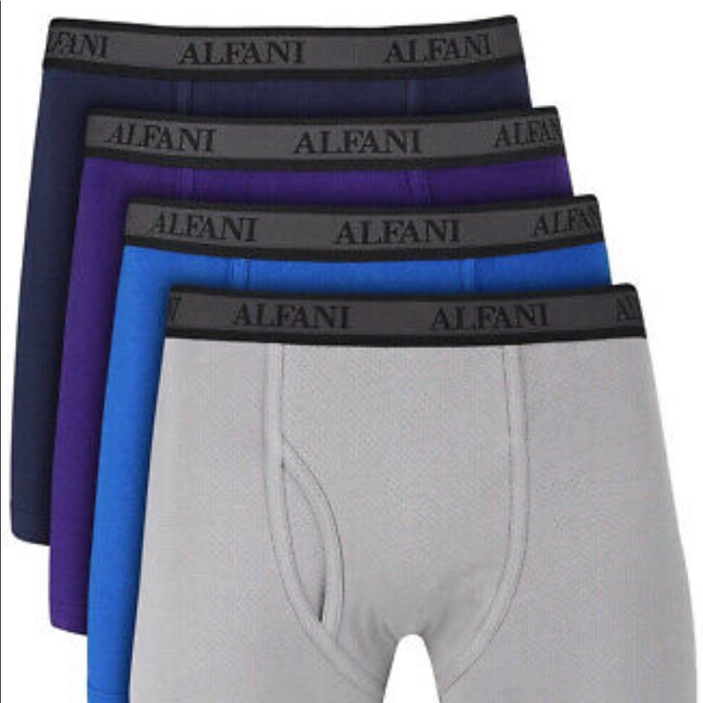 Mens Alfani Alfa-Tech Coolin Mesh Moisture Wicking Boxer Brief 4 Pack L